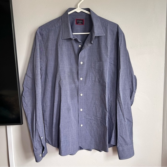 Untuckit Button Down Shirt Blue Polka Dot L - Picture 1 of 5